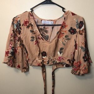 Pink Floral Crop Top, Stella Laguna Beach, size S